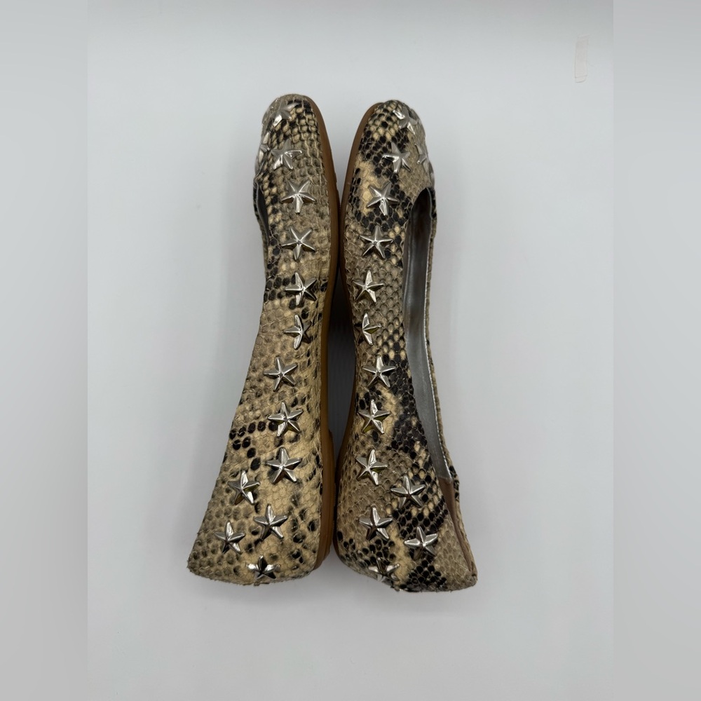 Jimmy Choo Beige Python Embossed Leather Windsor Star Embellished Ballet Flats - Picture 16 of 16